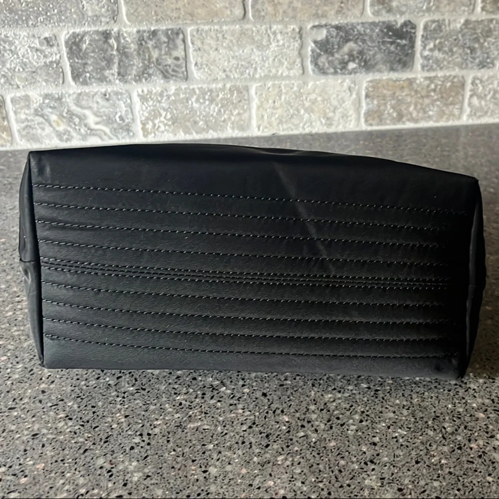 Dooney & Bourke Black Handbag with Brown Leather Strap and Hot Pink Interior - Picture 10 of 16